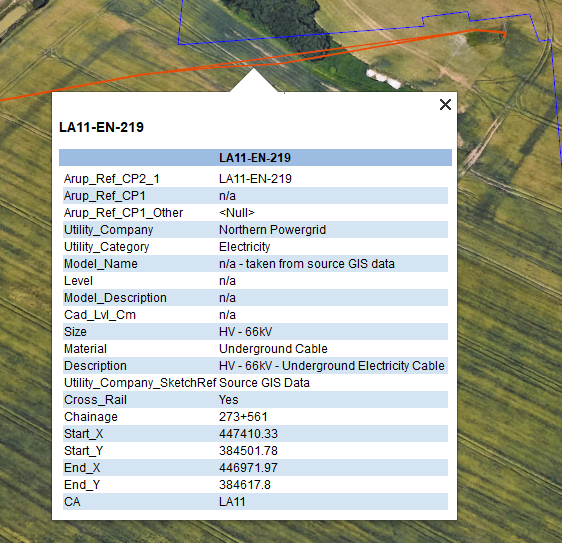 Picture of information stored in GIS on utilities assets