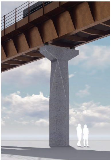 Visualisation image of  a typical  viaduct column design  