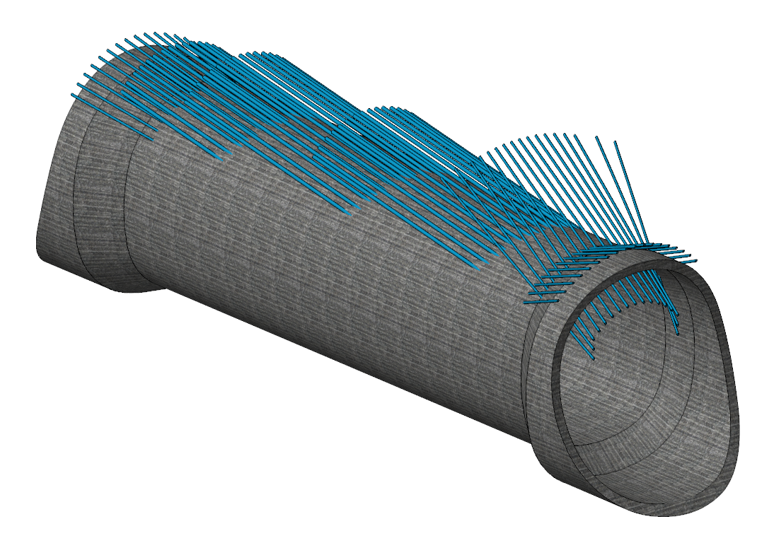 A 3D model of grouted pre-support spiles