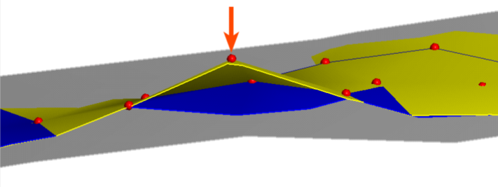 Picture of how the maximum snapping distance functions in Leapfrog