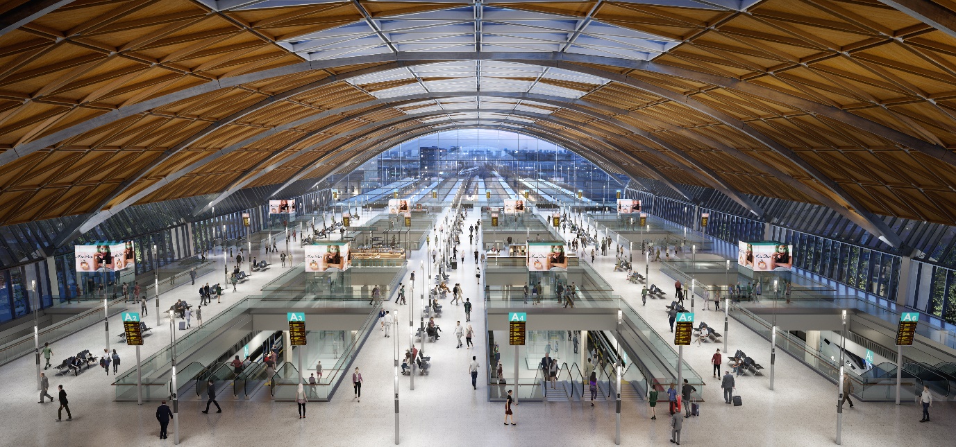 A picture visualisation of the roof from inside the station building