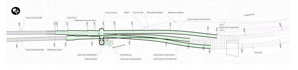 Drawing of Euston SCL tunnels and caverns