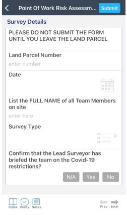 Screenshot of the DRA application using the Fastfield app