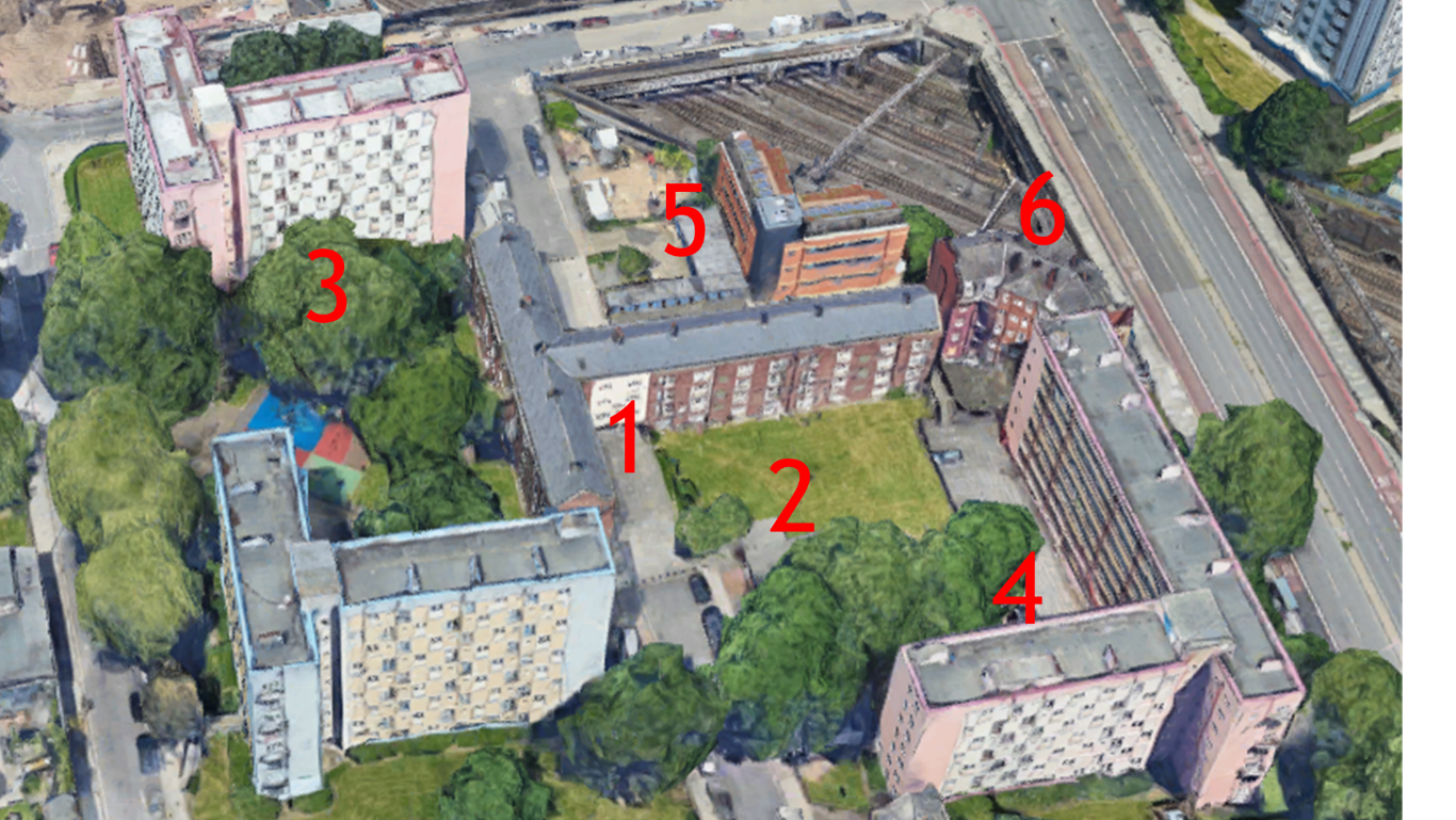 Aerial view of the layout of Regent's Park Estate 

