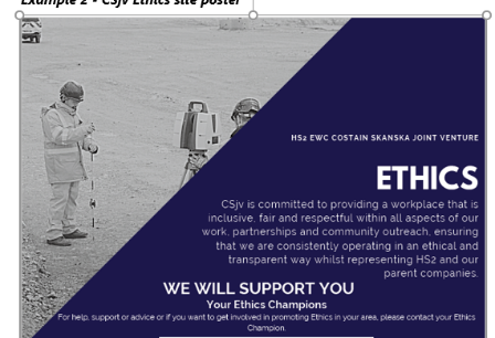 Promotional poster on ethics found on site