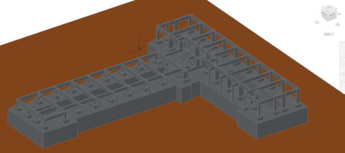 3D model diagram of a pad foundation layout