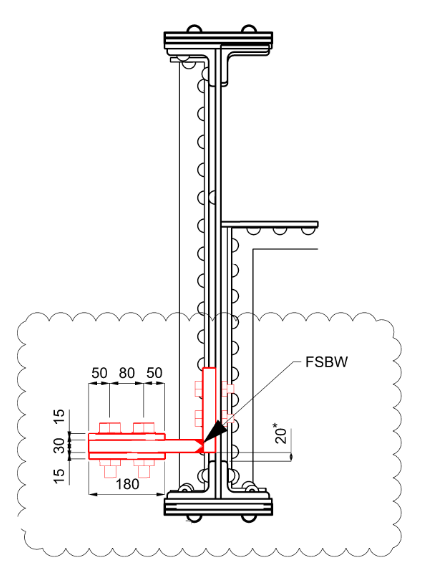 Engineering diagram of how girder was strengthened