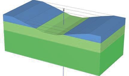 Image of plaxis analysis 3D model for deep cutting and single pile installed
