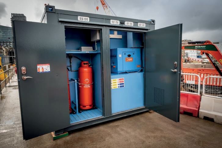 Picture of  CAGE 6PG gas-solar-battery hybrid power system in a cupboard 