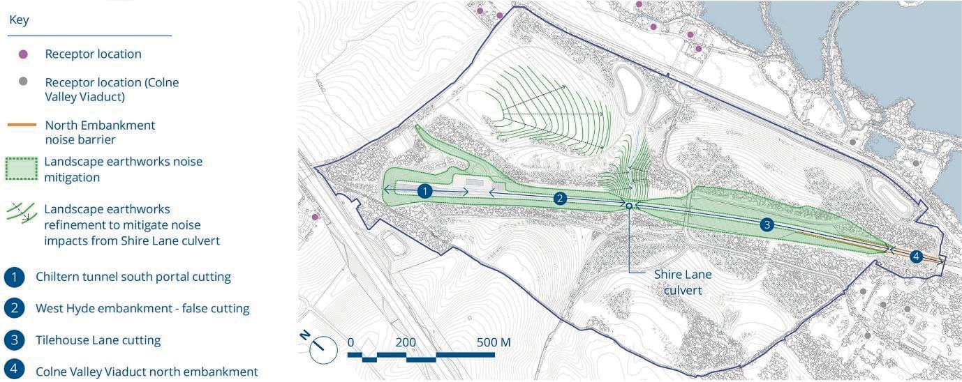 Map of noise mitigation earthworks