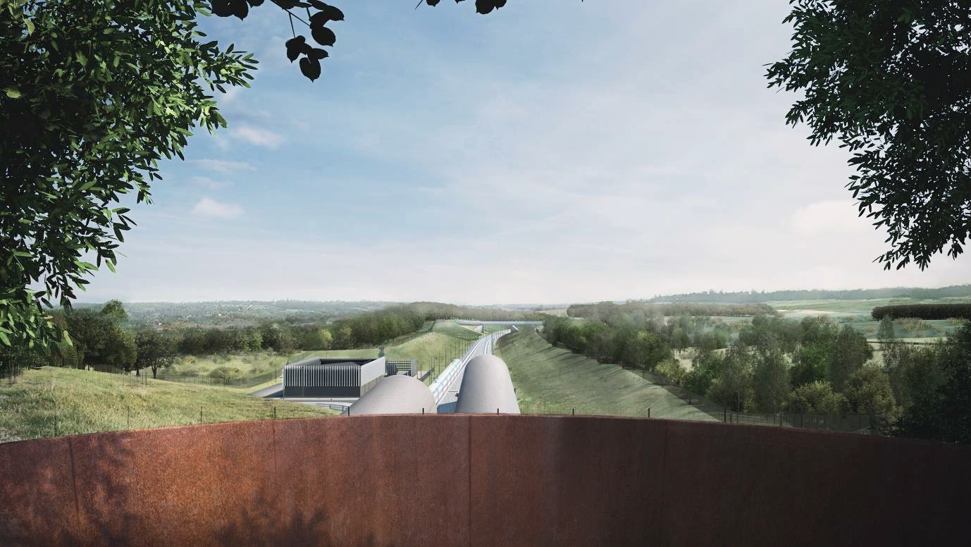 Visualisation - view from the Chiltern Tunnel south portal viewing area looking south east - year 15
