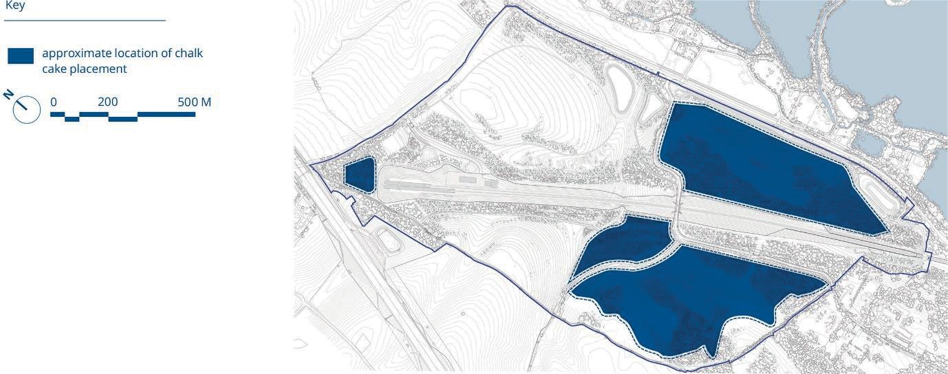 Map of the  approximate location for chalk filter cake placement