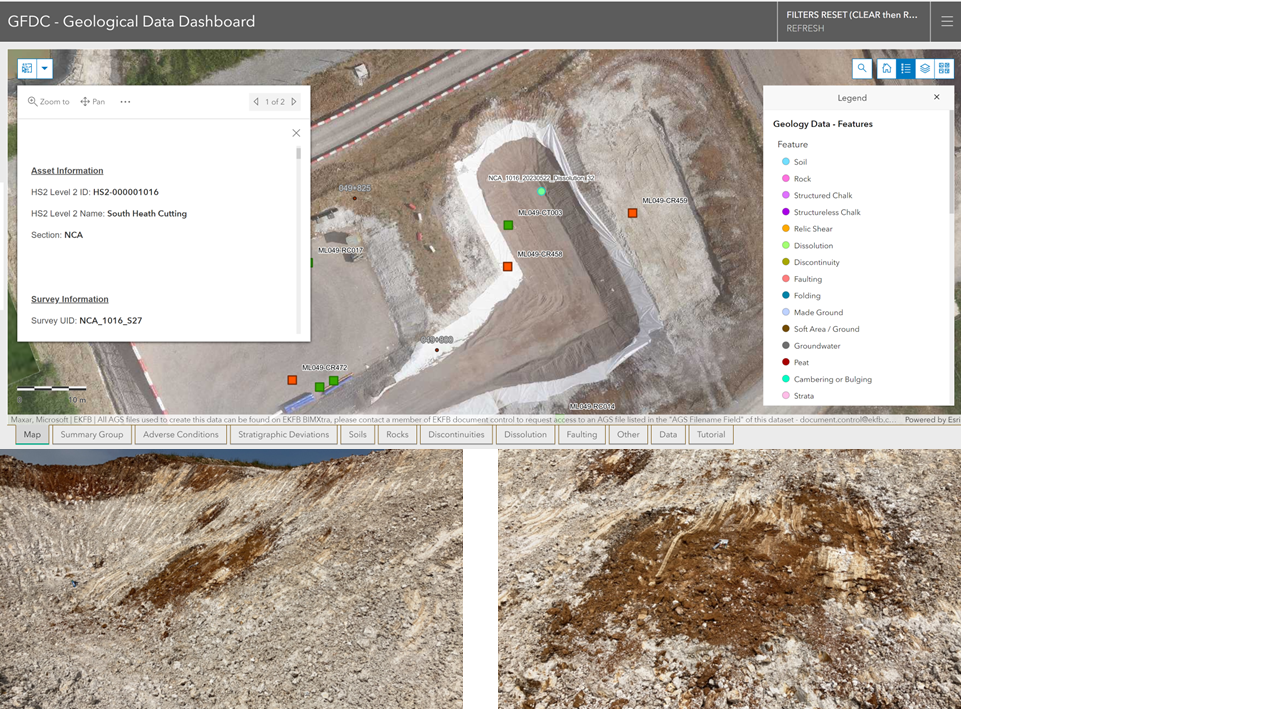 A screenshot of Figure 6 illustrates the geo-data dashboard with a map view featuring GI assets 