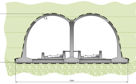 A drawing of a  tunnel general arrangement 