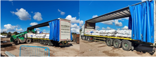 Pictures of waste being loaded onto a truck