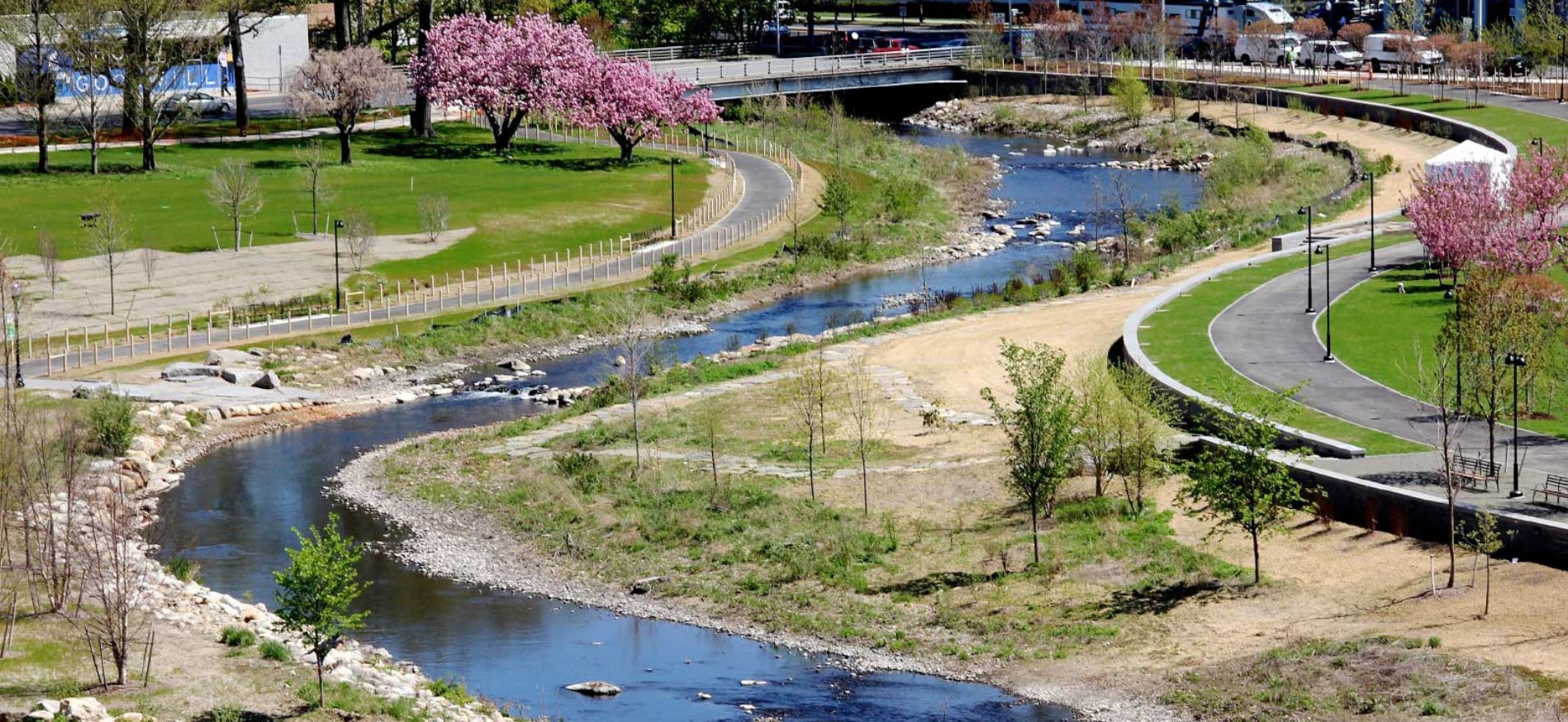 A river running through a park
