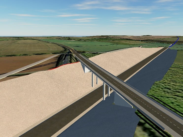 Picture of stage 5 complete exposed bridge elements and rail cutting