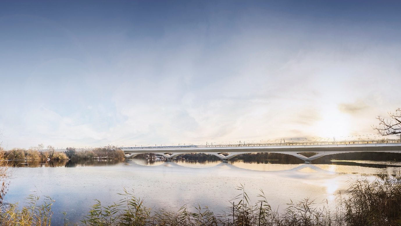 Visualisation of  the design oof the viaduct over a lake in Harefield 