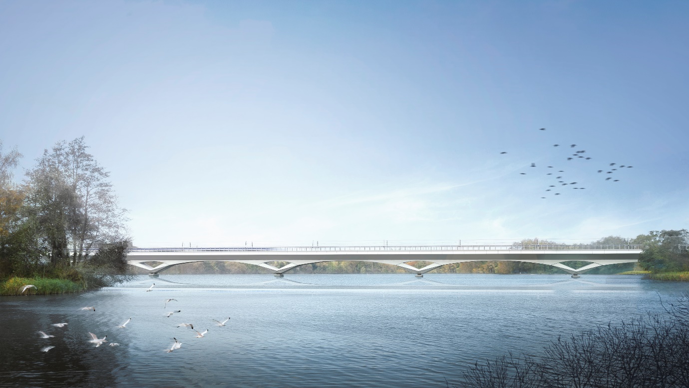 Visualisation of 80m spans crossing Harefield No.2 Lake