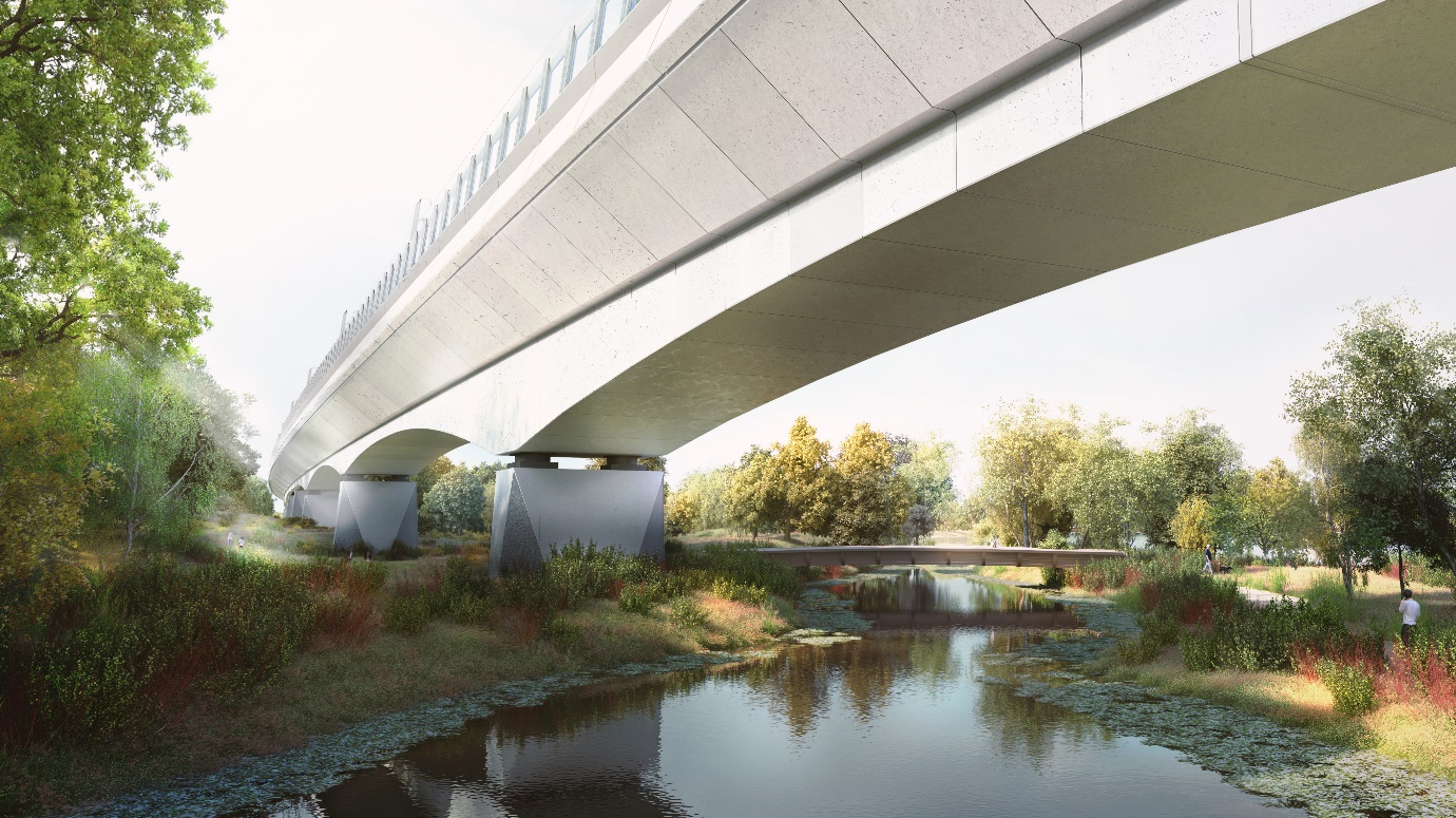 Visualisation of 80m woodland span over the River Colne
