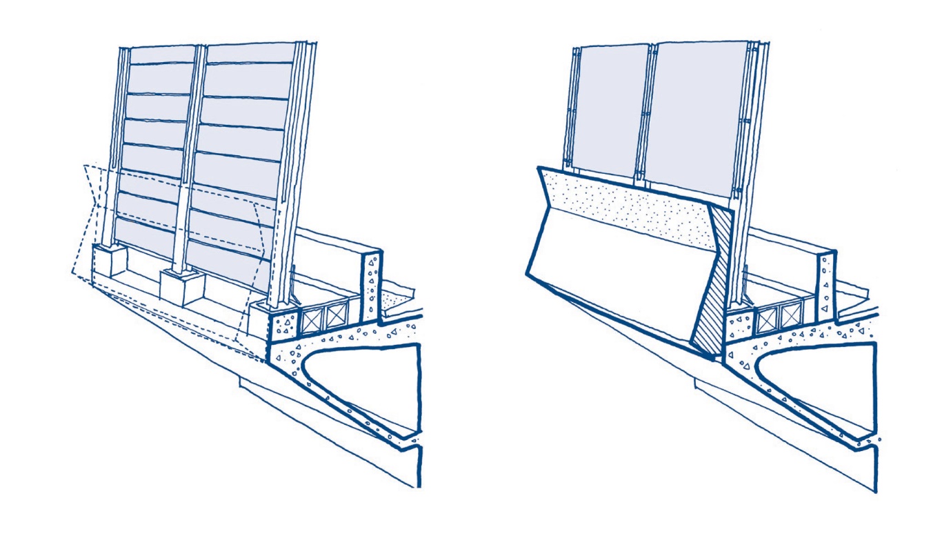 Sketch isometric  of acoustic cassettes and  4m opaque barrier 