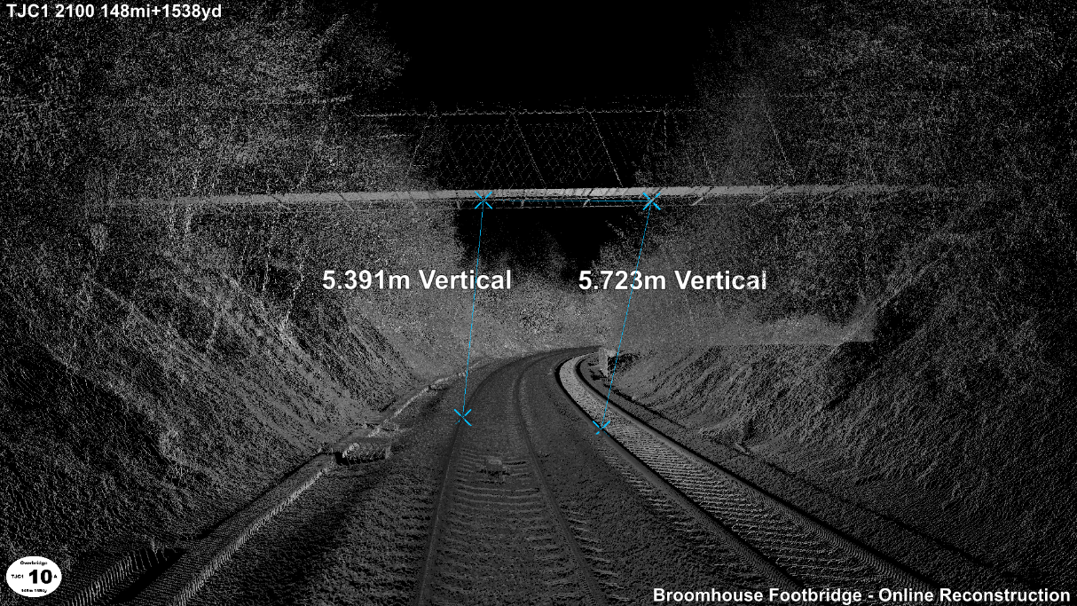 Picutre of point cloud laser scan footage of TJC1/10A Broomhouse footbridge 