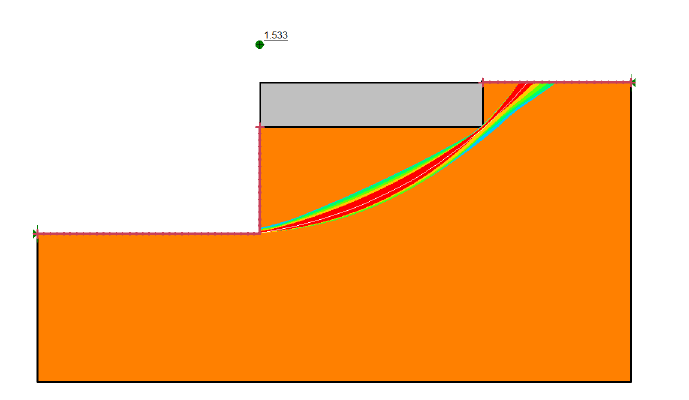 A 2D model showing stability check under the slab at the tunnel face 