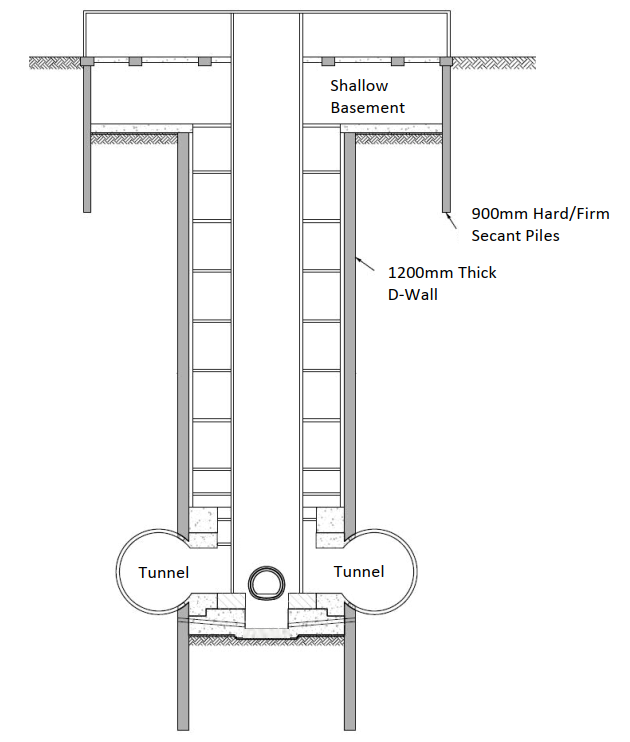 Diagram of a cross-section of Chalfont St Peter Shaft