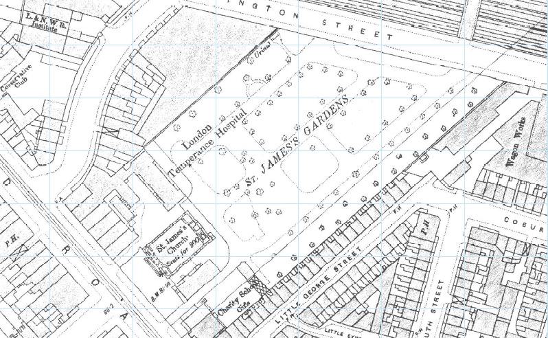 Ordnance survey plan of St James Gardens c 1890