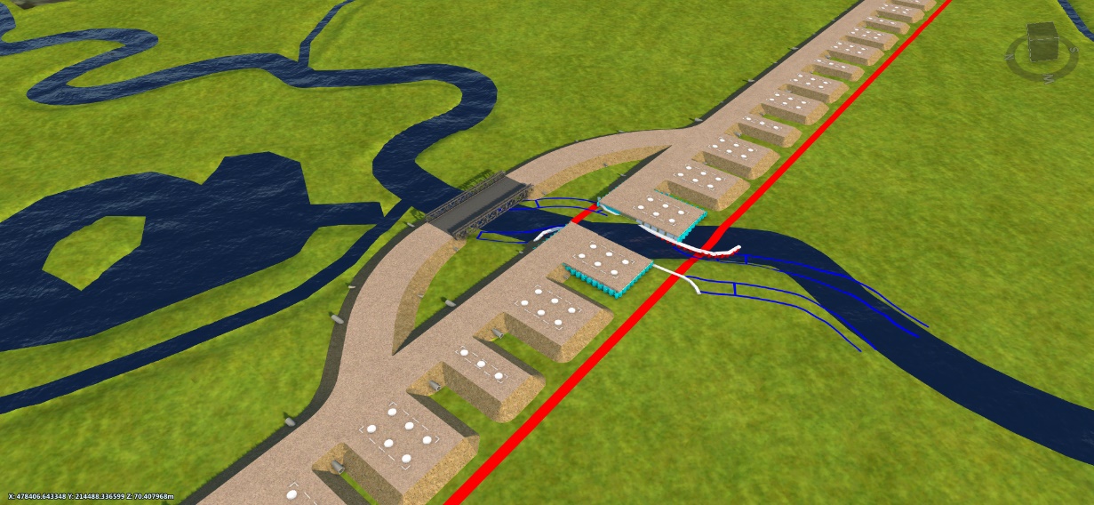 Picture of  3D Plan view of causeway, river works and piling platforms