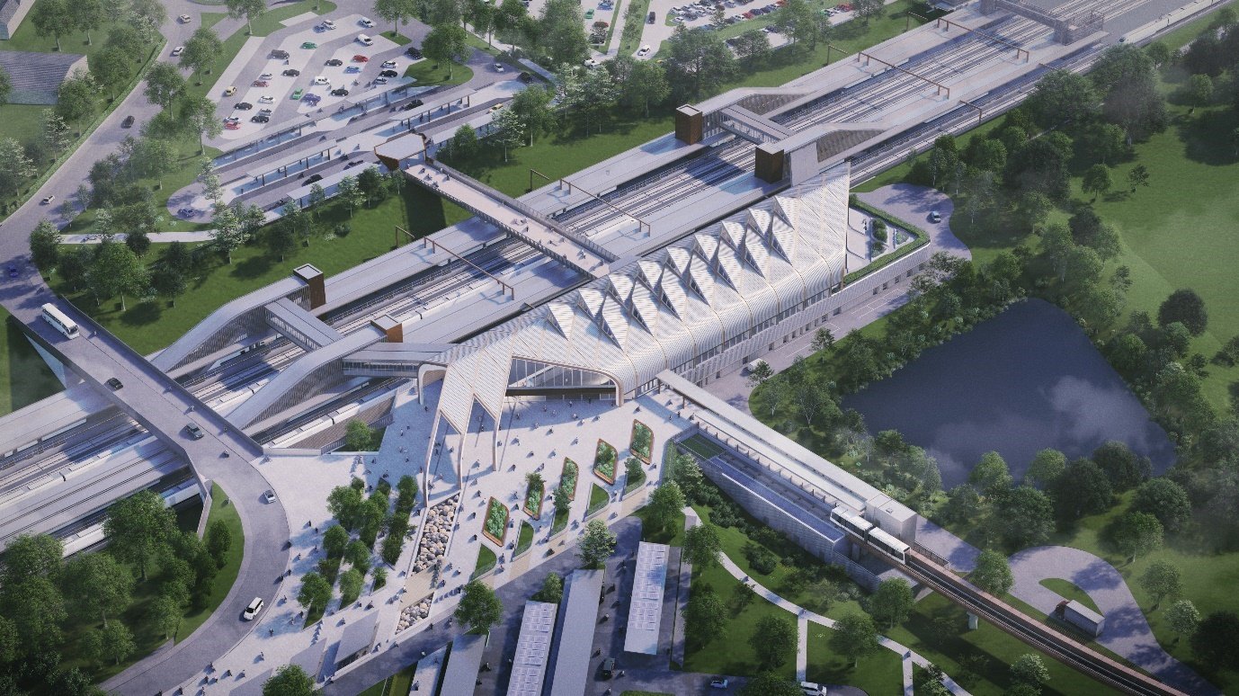 Picture of Interchange station design from an aerial view