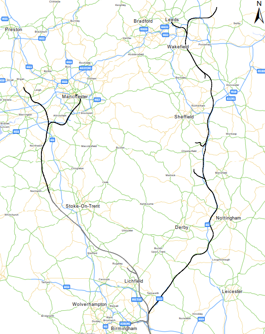 Map of HS2 Phase 2b route