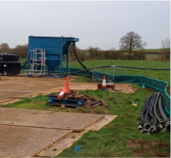 Picture of surface water run-off part of a silt management system 