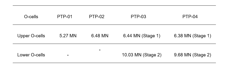 Table showing summary of maximum loadings for test piles