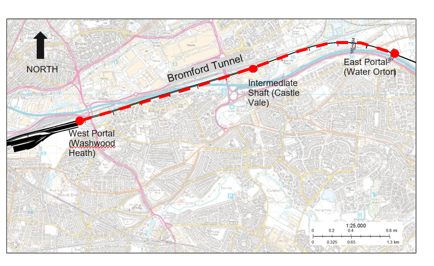 Map of Bromford Tunnel location (study area)
