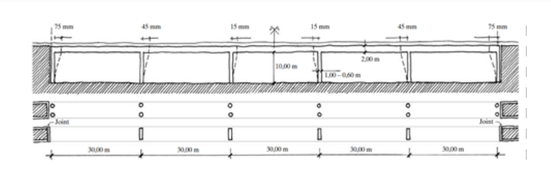 Drawing of part of an integral railway viaduct 